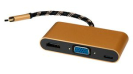 12.03.3155, Video Adapter, USB C Plug - HDMI Socket/VGA Socket/USB C Socket, 220mm, Roline
