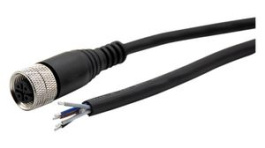 RND 205-01206, M12 Cable Connector, 2m, Straight, Socket, 5 Poles, A-Coded, Solder, RND Connect