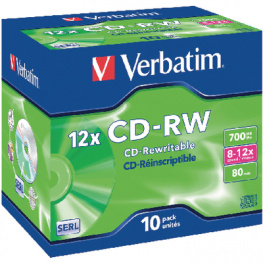 43148, CD-RW 700 MB 10x Jewel case, Verbatim