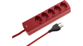 127049, Outlet strip, 5xJ (T13), red, Max Hauri