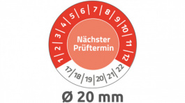 6927, Inspection Plate, 8 sheets/120 labels diam. 20 mm, Red, Zweckform