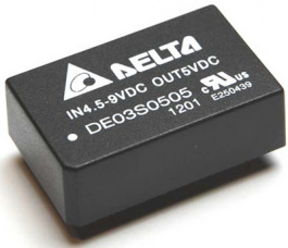 DE03D0505A, DC/DC converter 4.5...9 VDC 5 VDC 3 W, DELTA Electronics