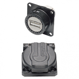 USBF 21 B SCC, Appliance socket with USB A coupler Field Poles=4 Female, Amphenol