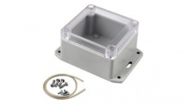 RP1060BFC, Flanged Enclosure with Clear Lid 85x80x55mm Off-White Polycarbonate IP65, Hammond