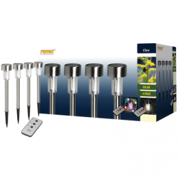 RA-OUTDOOR24, 4 LED solar garden lights with remote control high-grade steel, Ranex