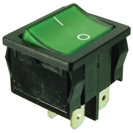 1805.7109, ROCKER; DPST; Положения:2; OFF-ON; 10A/250ВAC; зеленый; IP40, Marquardt