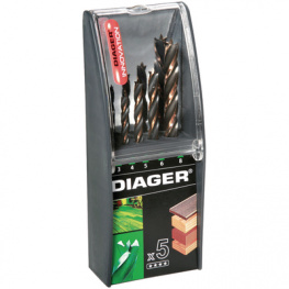 910D, Wood drills with straight shank, 5 pieces, Diager