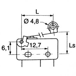 Micro switch 5 A Roller lever L=15.1 mm, Roller lever, SAIA-BURGESS