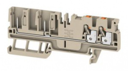1514030000, Terminal Block, Push-In, 4 Poles, 24A, 2.5mm2, Dark Beige, Weidmuller
