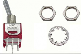 RND 210-00466, Sub-Miniature Toggle Switch, On-None-On, Soldering Lugs, RND Components