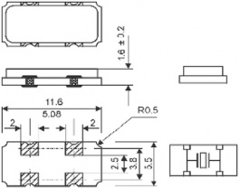 KX-20 SMD CRYSTAL 6,0 MHZ, Quartz SMD 6.0 MHz, GEYER