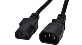 RND 465-00912, Mains Cable IEC 60320 C14 - IEC 60320 C13 1.8m Black, RND Connect