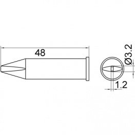 XHT C, Soldering tip Chisel shaped 3.2 mm, Weller