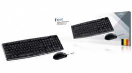 CSKMCU100BE, USB Keyboard & Optical Mouse BE USB Black, KONIG