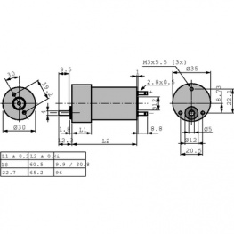 1.61.046.333, DC geared motor 30.8:1 24 VDC, Buehler Motor