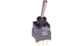 B28AP, Subminiature Toggle Switch (ON)-OFF-(ON) 2CO IP65, NKK Switches (NIKKAI, Nihon)