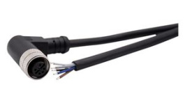 RND 205-01222, M12 Cable Connector, 2m, Right Angle, Socket, 5 Poles, A-Coded, Solder, RND Connect