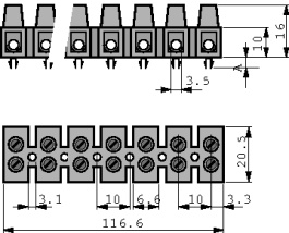 500 LRZ/12 DS, Terminal strip 2.5 mm2, 12 poles, Adels Contact