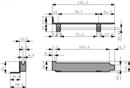 KHPC L 052, PC card holder, drilled, Fischer Elektronik