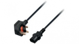RND 465-00945, Mains Cable UK Male - IEC 60320 C13 1.8m Black, RND Connect