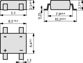 B500S15A, Диодный мост; 1кВ; 1,5А; SMD slim, Diotec Semiconductor