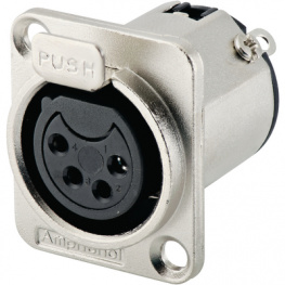 AC4FDZ, XLR, Receptacle, 4 Poles AC Soldering Connection Nickel - Plated, Amphenol