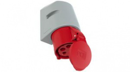 125-6TT, CEE Socket 5P 10mm² 32A IP44 400V Red/White, PC Electric