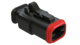AT06-4S-SR01BLK, Crimp Housing, Receptacle, 2 Rows, 4 Poles, Black, Amphenol
