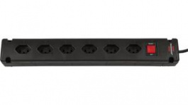 1150652316, Outlet Strip Bremounta 6x Type J (T13) - Type J (T12) Black 3m, Brennenstuhl