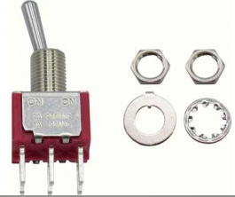 RND 210-00430, Miniature Toggle Switch, On-None-On, PC Thru-hole, RND Components