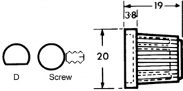 CL1723, Knob without line black 19.2 mm, Cliff
