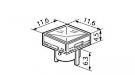 AT4158JD, Switch Cap 11.6 mm 11.6 mm 4.5 mm, NKK Switches (NIKKAI, Nihon)