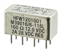 HFW1201G01 M39016/6-116L, Сигнальное реле 12 VDC 160 Ω 900 mW, TE connectivity