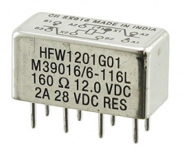 HFW1201G01 M39016/6-116L, Signal Relay 12 VDC 160 Ohm 900 mW THD, TE Connectivity