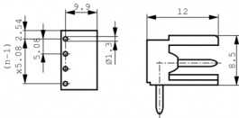 1508360000, SL 5.08/5/90 3.2SN OR pin header 90deg. pitch 5.08 mm, 5 poles, Weidmuller