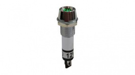 RND 210-00691, LED Indicator, Green, 8mm, 12VDC, Plug-In Terminal, RND Components