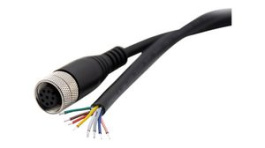 RND 205-01207, M12 Cable Connector, 2m, Straight, Socket, 8 Poles, A-Coded, Solder, RND Connect