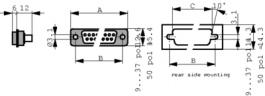 167296-1, D-Sub crimp plug-housing 50 Male Crimp/Straight, TE Connectivity