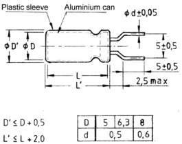 SKF101M1HF11VUF, Capacitor, radial 100 uF 50 VDC, Jamicon