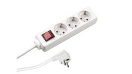 384.272S, Outlet Strip SELLY 3x DE Type F (CEE 7/3) Socket - DE/FR Type F/E (CEE 7/7) Plug White 1.5m, Bachmann