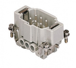 CNEM 06 T, CNE, 6 poles + earth, male insert, with male contacts, silver plated, ILME