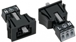 890-703, Socket snap-in version 3p, 0.25...1.5 mm2 black, Wago