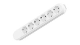 381.246K, Outlet Strip SMART 6x DE Type F (CEE 7/3) Socket - White, Bachmann