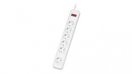19.07.1606, Outlet Strip with Surge Protection 6x DE Type F (CEE 7/3) Socket - DE Type F (CEE 7/4) Plug White 1.8m, Roline