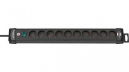 1156005010, Outlet Strip 10 Type K Black Type K 3m, Brennenstuhl