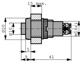 1.10.102.011/0104, Pushbutton Switch, 2 A, 250 VAC, RAFI