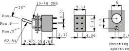 2A23-NF3STSE-S, Miniature Toggle Switch, On-Off-On, Soldering Lugs, Eledis