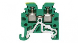 1798460000, Terminal Block Earth, Screw, 2 Poles, 1.5mm2, Green / Yellow, Weidmuller