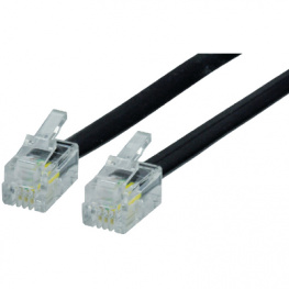 VLTP90101B20, Telephone cable, RJ10 (4P4C) 2 m Black, Valueline