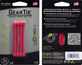 GEAR TIE 3-RED, Gear Tie 3" Red, Nite Ize